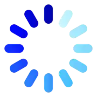 a circle of blue dots on a white background that looks like a loading bar