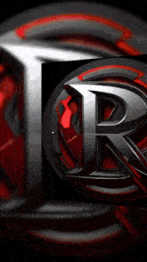 a black and red logo with the letter r in the middle