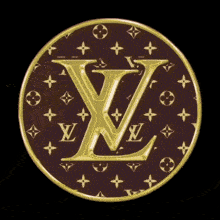 a louis vuitton logo is displayed on a black background