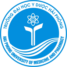 a blue and white logo for the hai phong university of medicine and pharmacy