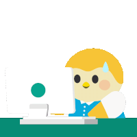 a sticker that says i 'm busy with a cartoon character sitting in front of a computer