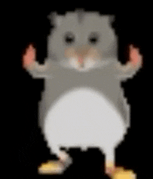 a pixel art of a hamster standing on its hind legs with its arms outstretched .