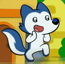 a cartoon drawing of a husky dog with a surprised look on his face