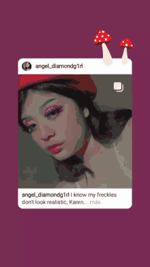 a woman wearing a red beret has a caption that says angel diamondg1rf