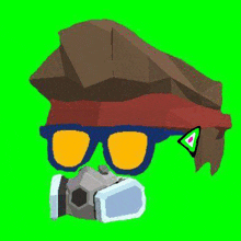 a cartoon character is wearing a gas mask and sunglasses .