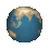 a pixel art of a globe with the ocean in the middle .
