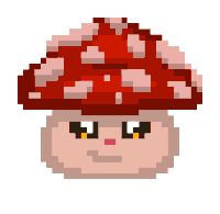 a pixel art illustration of a mushroom with a red hat