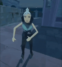 a cartoon character is standing in front of a building that has the number 3 on it