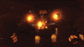 a cartoon character is flying through the air with a fireball behind him