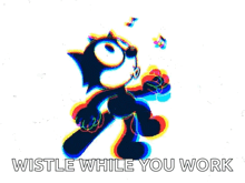 felix the cat is holding a whistle while you work