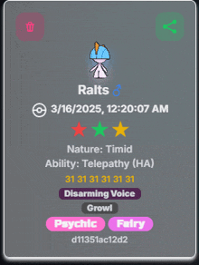 a screenshot of a pokemon game that says ralts on it