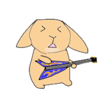 a drawing of a rabbit playing a guitar