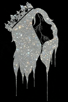 a woman with long hair and a crown on her head .