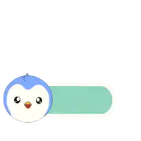 a penguin is standing next to a more info button