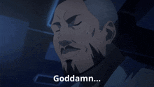 a cartoon of a man with the words goddamn on the bottom right