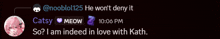 a screenshot of a conversation between ctsy and meow at 10:06 pm