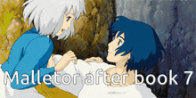 a picture of two anime characters with the words malletor after book 7 on the bottom