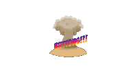 a cartoon illustration of a mushroom cloud with the word buttons written on it