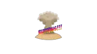 a cartoon illustration of a mushroom cloud with the word buttons written on it