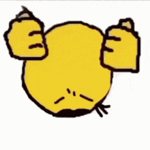a cartoon drawing of a yellow smiley face with pink eyes and black eyes .