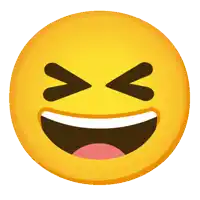 a yellow smiley face with its eyes closed and its mouth wide open