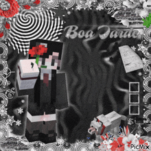 a picture of a minecraft character with the words boa tarde in the corner