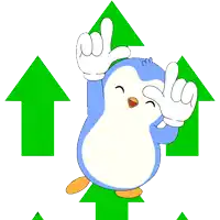 a cartoon penguin is surrounded by green arrows and the letters ngu are on the bottom