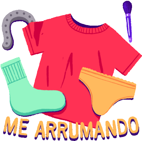 Clothes And Accessories With Caption Getting Ready In Portuguese Sticker - Beauty Ride Me Arrumando Getting Ready Stickers