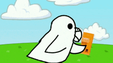 a cartoon of a bird holding a box that says noki on it