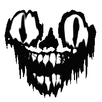 a black and white drawing of a monster 's mouth with fangs