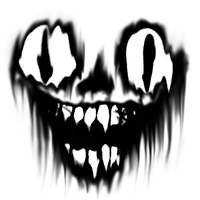 a black and white drawing of a monster 's mouth with fangs