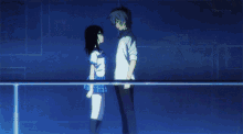 a man and a girl are hugging each other in a tokyo anime scene