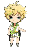 a pixel art drawing of a boy with yellow hair and green highlights