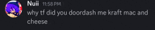 a screenshot of a text message from null