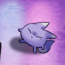 a cartoon drawing of a purple cat with a purple background .