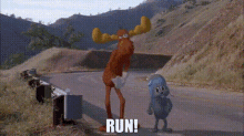Rocky And Bullwinkle Run GIF - Rocky And Bullwinkle Run Run Away GIFs