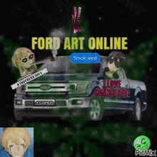 an advertisement for ford art online shows a truck