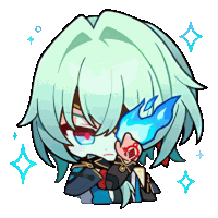 a cartoon drawing of a person with green hair holding a blue flame