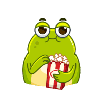 Pop Corn Frog Sticker - Pop Corn Frog Eating Stickers