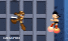a blurry image of a video game character with the words screw attack on the bottom right