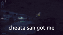 a blurred image of a room with the words cheata san got me
