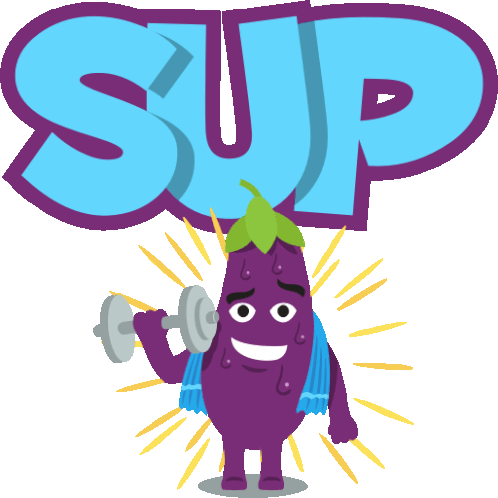 Sup Eggplant Life Sticker - Sup Eggplant Life Joypixels Stickers