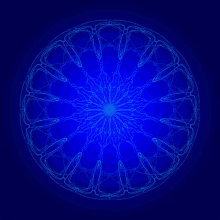 a blue background with a circular design in the middle