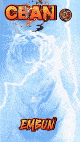 a poster with a tiger and the words cean embun on it