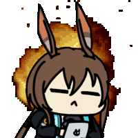 a cartoon drawing of a girl with bunny ears holding a phone