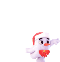 a snowman wearing a santa hat and a red bow tie
