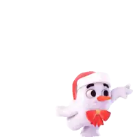 a snowman wearing a santa hat and a red bow tie