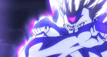 a drawing of a man with a purple light coming out of his eyes