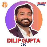 a man with a beard and the name dilip gupta on the bottom