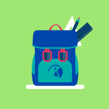 an illustration of a backpack with a ruler and a pencil in it